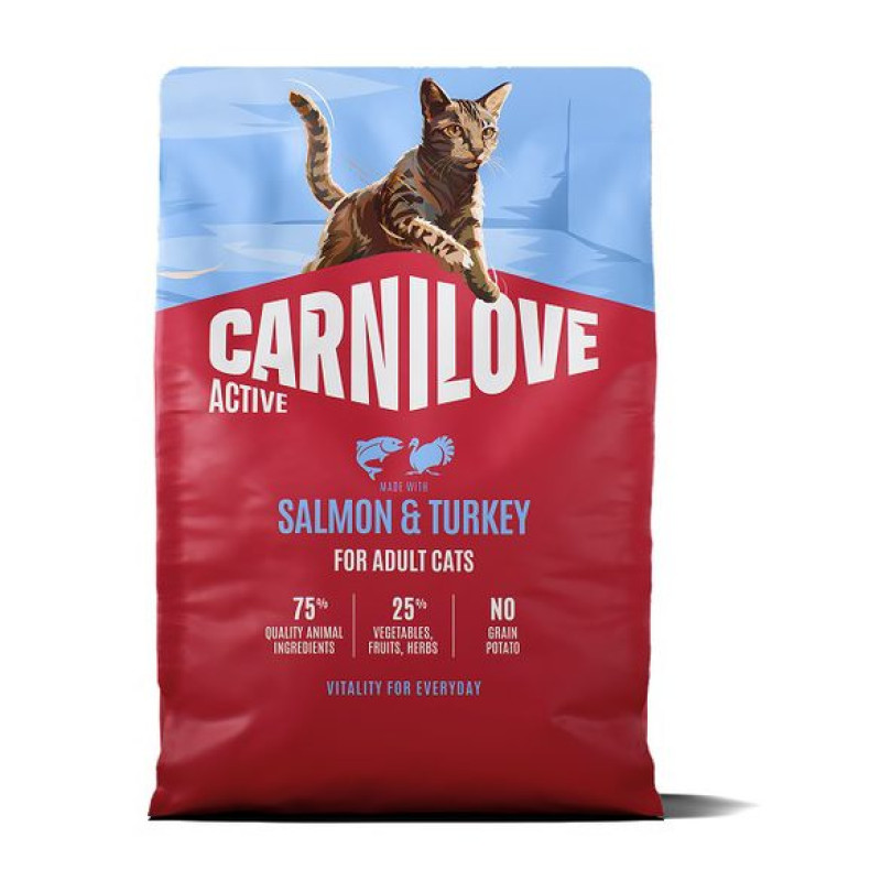 Carnilove Active Salmon & Turkey беззерновой сухой корм для кошек с лососем 2 кг