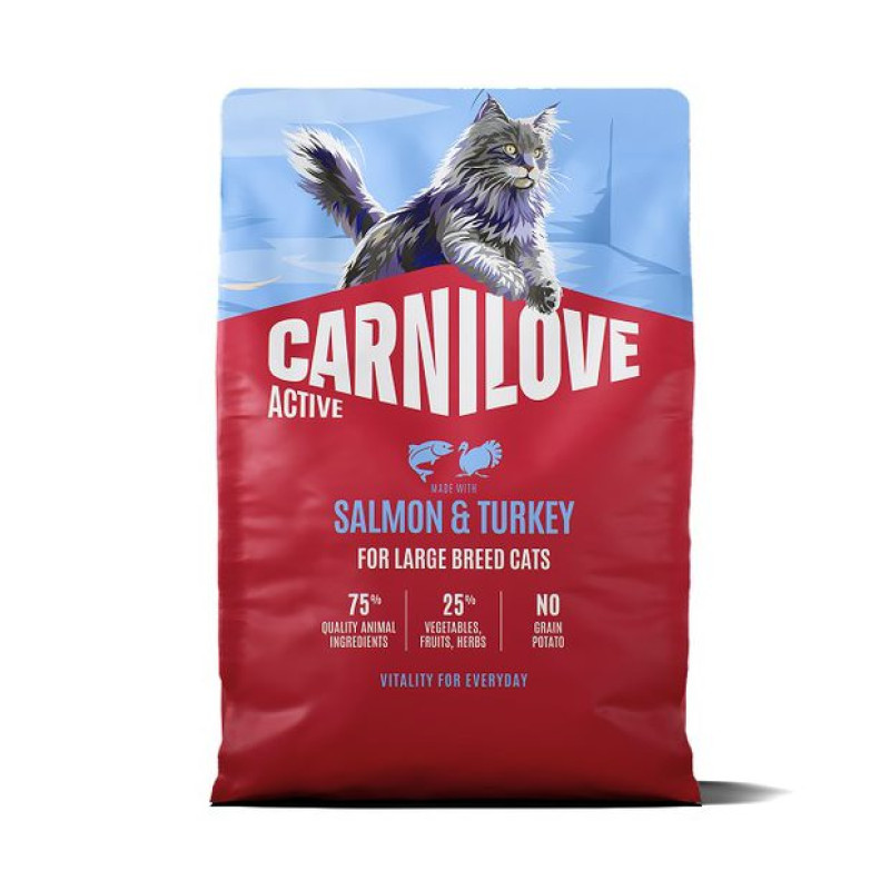 Carnilove Active Salmon & Turkey Large Breed 2 кг беззерновий повнораціонний корм для котів з лососем та індичкою