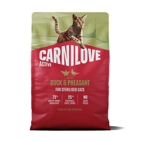 Carnilove Active Duck & Pheasant Sterilised 2 кг беззерновий сухий корм для стерилізованих котів з качкою та фазаном