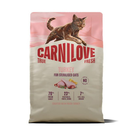 Carnilove True Fresh Turkey Sterilised 2 кг беззерновой корм для стерилизованных кошек с индейкой