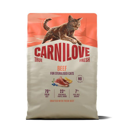 Carnilove True Fresh Beef Sterilised 2 кг беззерновой корм для стерилизованных кошек с говядиной