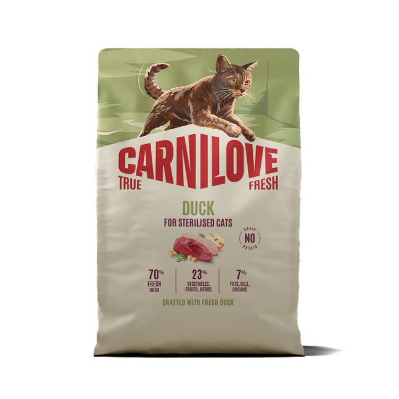 Carnilove True Fresh Duck Sterilised 2 кг беззерновой корм для стерилизованных кошек с уткой