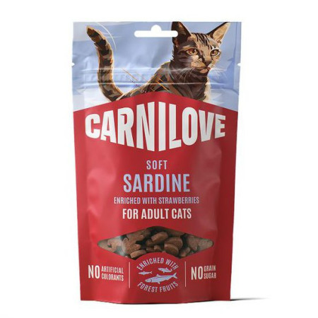 Carnilove Soft Snack Sardine with Strawberry 50 г беззернове м’яке ласощі для котів з сардиною та клубникой
