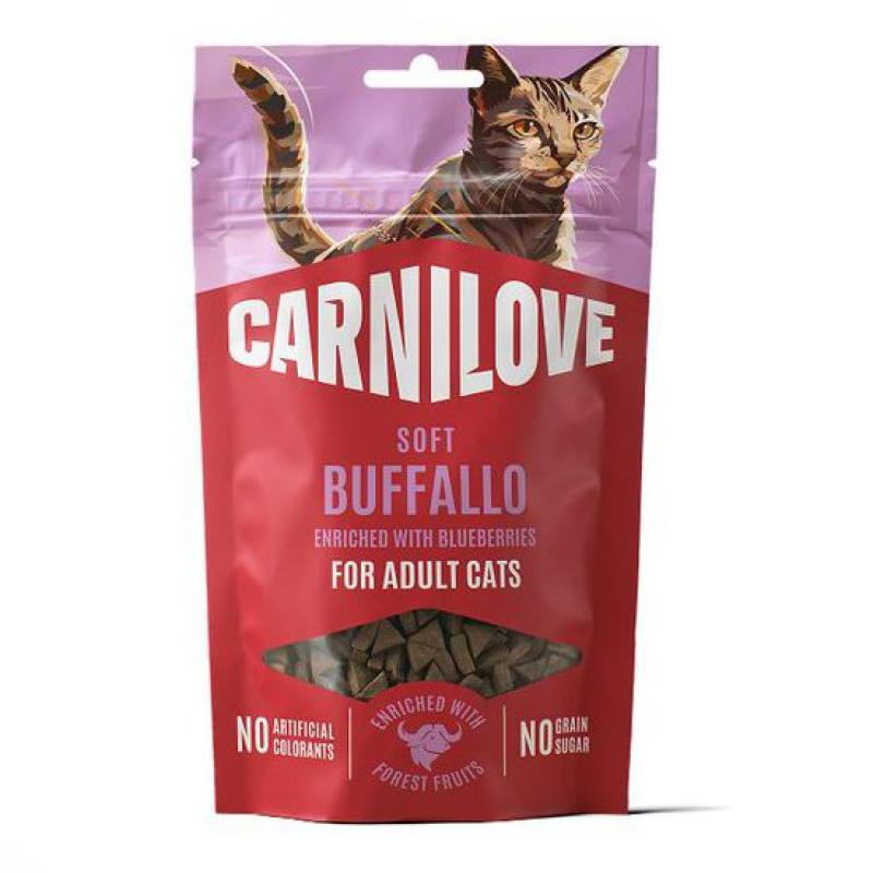 Carnilove Soft Snack Buffalo with Blueberries 50 г беззерновое мягкое лакомство для кошек с мясом буйвола и черникой
