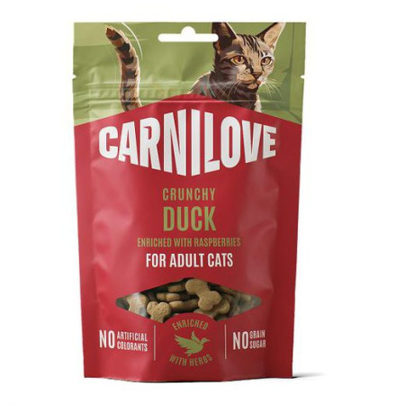 Carnilove Crunchy Snack Duck with Raspberries 50 г хрустящее беззерновое лакомство для кошек с уткой и малиной