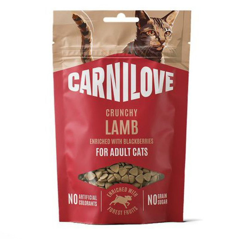 Carnilove Crunchy Snack Lamb with Blackberries 50 г хрустящее беззерновое лакомство для кошек с ягнёнком и ежевикой