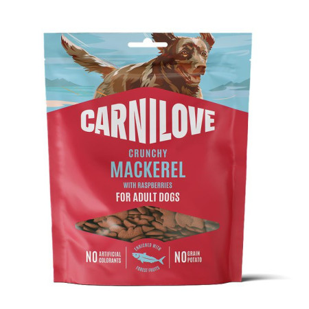 Carnilove Crunchy Snack Mackerel with Raspberries 200 г хрустке беззернове ласощі для собак зі скумбрией та малиною