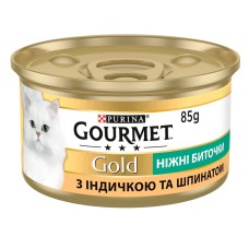 Gourmet Gold Ніжні биточки для котів з індичкою та шпинатом 24x85 г