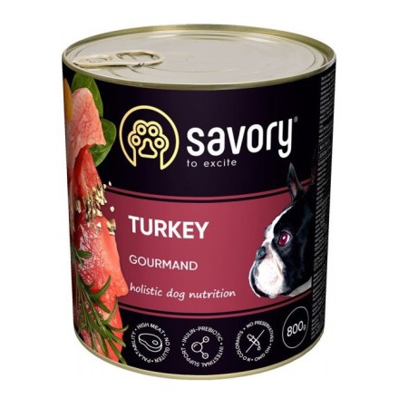 Savory Dog Gourmand Turkey для собак с индейкой 800 г