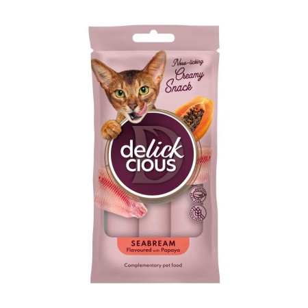 Ласощі Delickcious (Делішес) Creamy Snacks Seabream для котів з дорадо та папаєю 4шт*15г
