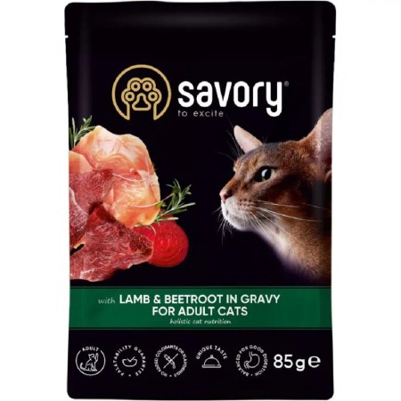 Влажный корм Savory Lamb для кошек, ягненок в соусе 85 г