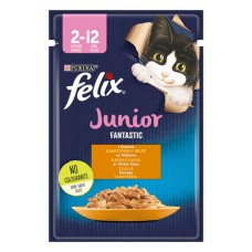 Вологий корм для кошенят Felix Fantastic Junior, з куркою, 26*85 г