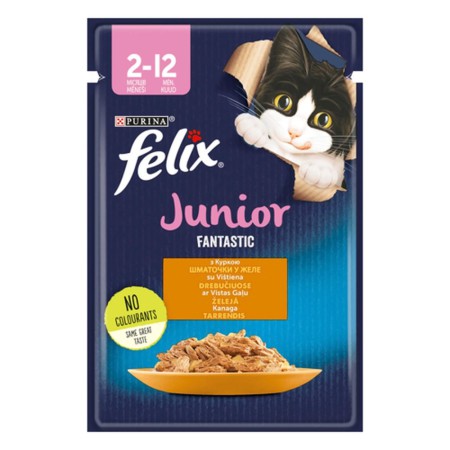 Вологий корм для кошенят Felix Fantastic Junior, з куркою, 26*85 г