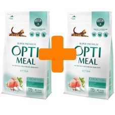 Акція Optimeal Kittens Chicken для кошенят з куркою 700г+700г