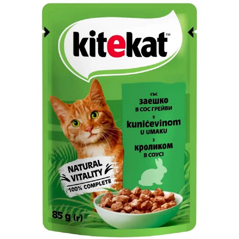Вологий корм Kitekat для кішок із кроликом у соусі 28*85 г