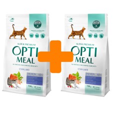 Акція Optimeal Cat Adult Sterilised Salmon для стерилізованих кішок з лососем 700г+700г