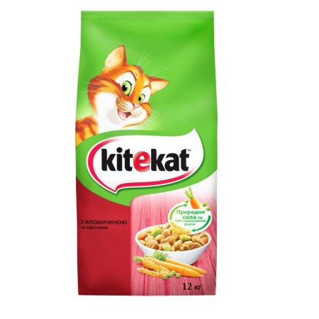 Kitekat для кішок з яловичиною та овочами 12 кг