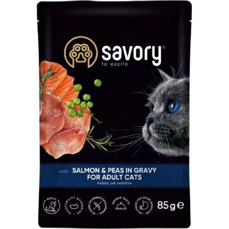 Влажный корм Savory Salmon для кошек, лосось в соусе 85 г