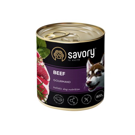 Savory Dog Gourmand Beef для собак с говядиной 800 г