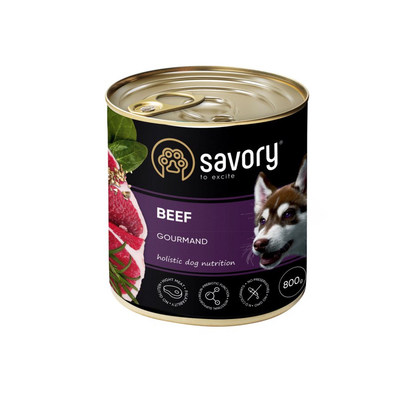 Savory Dog Gourmand Beef для собак з яловичиною 800 г