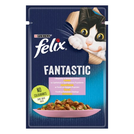Вологий корм для кішок Felix Fantastic, з фореллю та зеленими бобами, 26*85 г