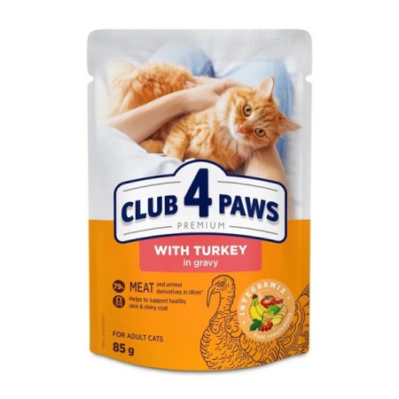 Клуб 4 Лапи Premium Turkey 24х85 г вологий корм з індичкою в соусі для котів