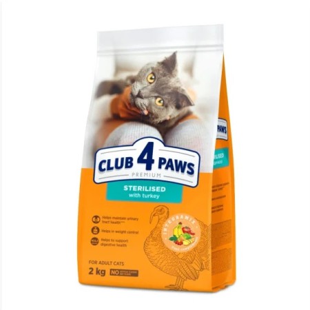 Клуб 4 Лапи Premium Sterilised Turkey 2 кг сухий корм для стерилізованих кішок з індичкою