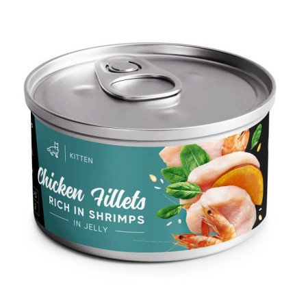 Вологий корм Savory Chicken Fillets rich in Shrimps in Jelly for Kittens 70 г філе курки з креветками в желе для кошенят