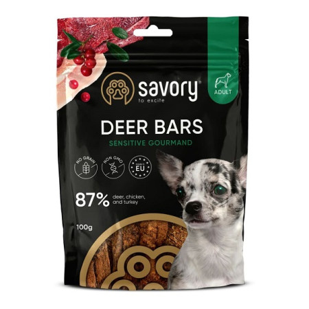 Ласощі Джерки Savory Bars With Venison батончики для собак з оленіною 100 г