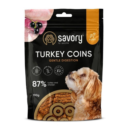 Лакомства Джерки Savory Puppy Coins With Turkey монетки для щенков с индейкой 100 г 