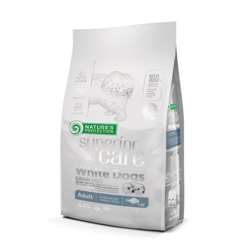 Сухий беззерновий корм Nature's Protection Grain Free White Dogs для дорослих собак малих порід з білою рибою 1.5 кг