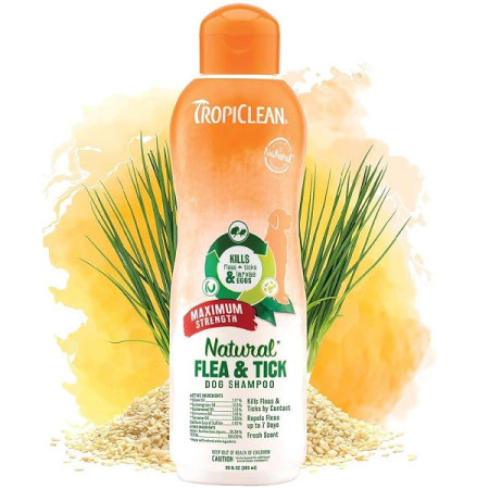 Заспокійливий шампунь для собак від бліх і кліщів TropiClean Natural Flea & Tick, 592 мл