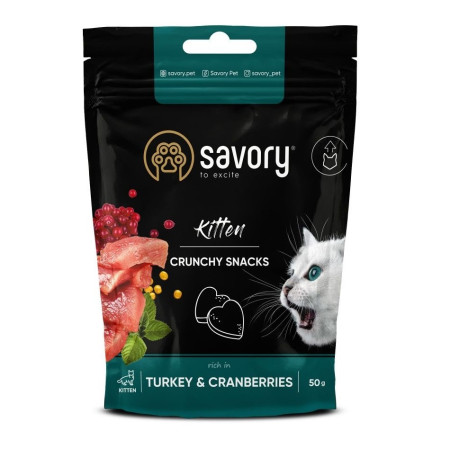 Хрумкі ласощі Savory Kitten Turkey and Cranberries для котів з індичкою та журавлиною 50 г