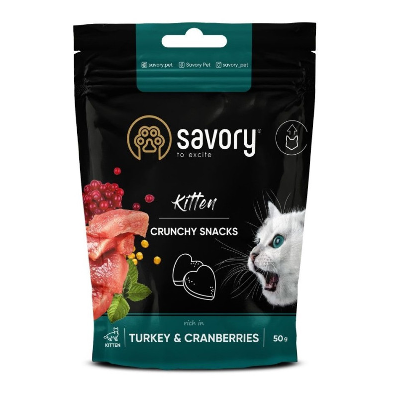 Хрумкі ласощі Savory Kitten Turkey and Cranberries для котів з індичкою та журавлиною 50 г