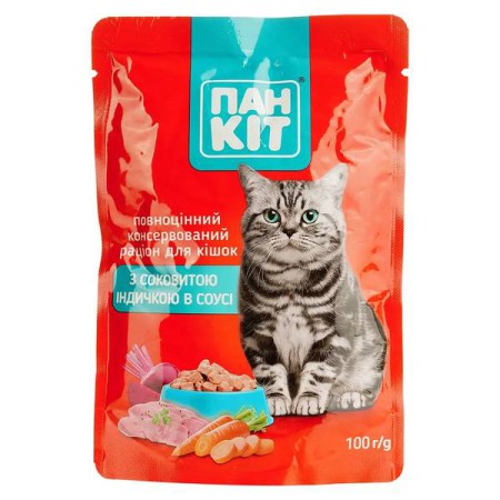 Пан Кіт Індичка для котів з індичка в соусі 24х100 г