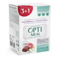 Optimeal Cats Hairball Control Duck для кішок виведення вовни качка, печінка (3+1) 340 г